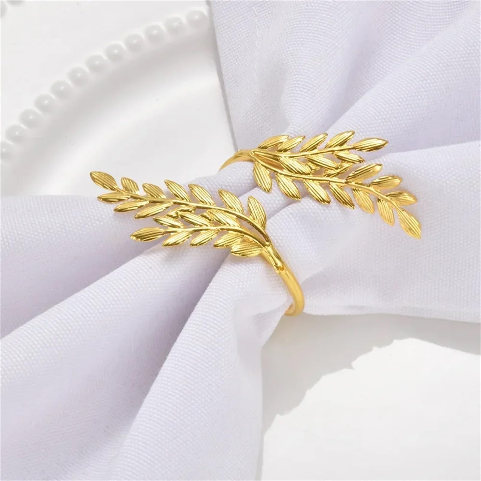 Lot de 48 ronds de serviette en forme de feuille d'or pour décoration de table de mariage