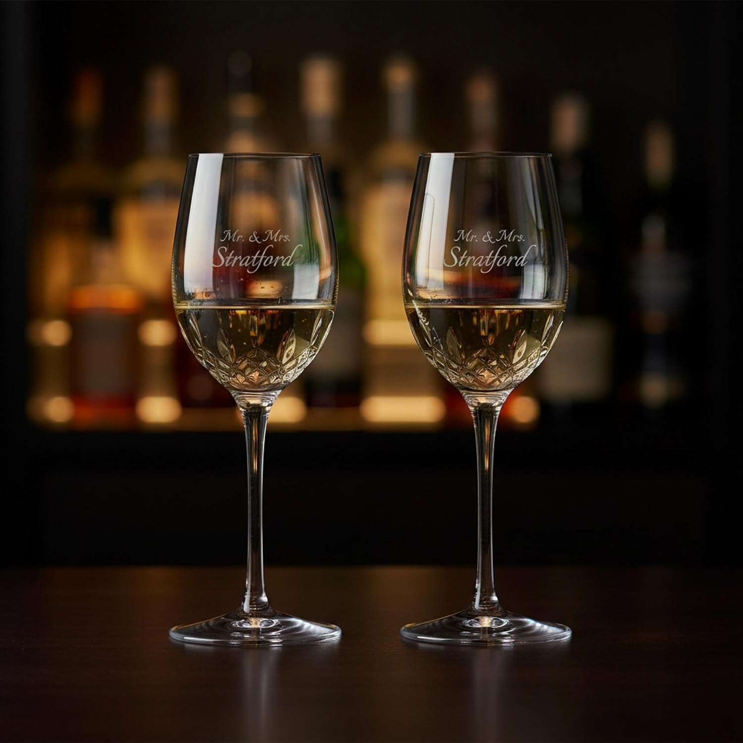 Waterford Personalized Lismore Essence White Wine Glasses, Set of 2 Custom Engraved 12oz Crystal Wine Glasses for Chardonnay, Pinot Grigio, Gift for Wine Lovers