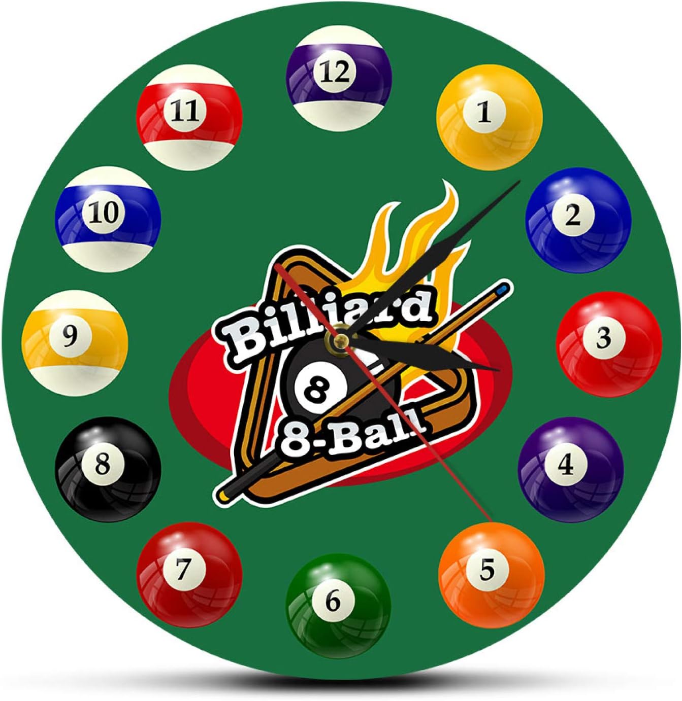 Wall Clock 30cm Billiards Pool Table 8Ball Modern Wall