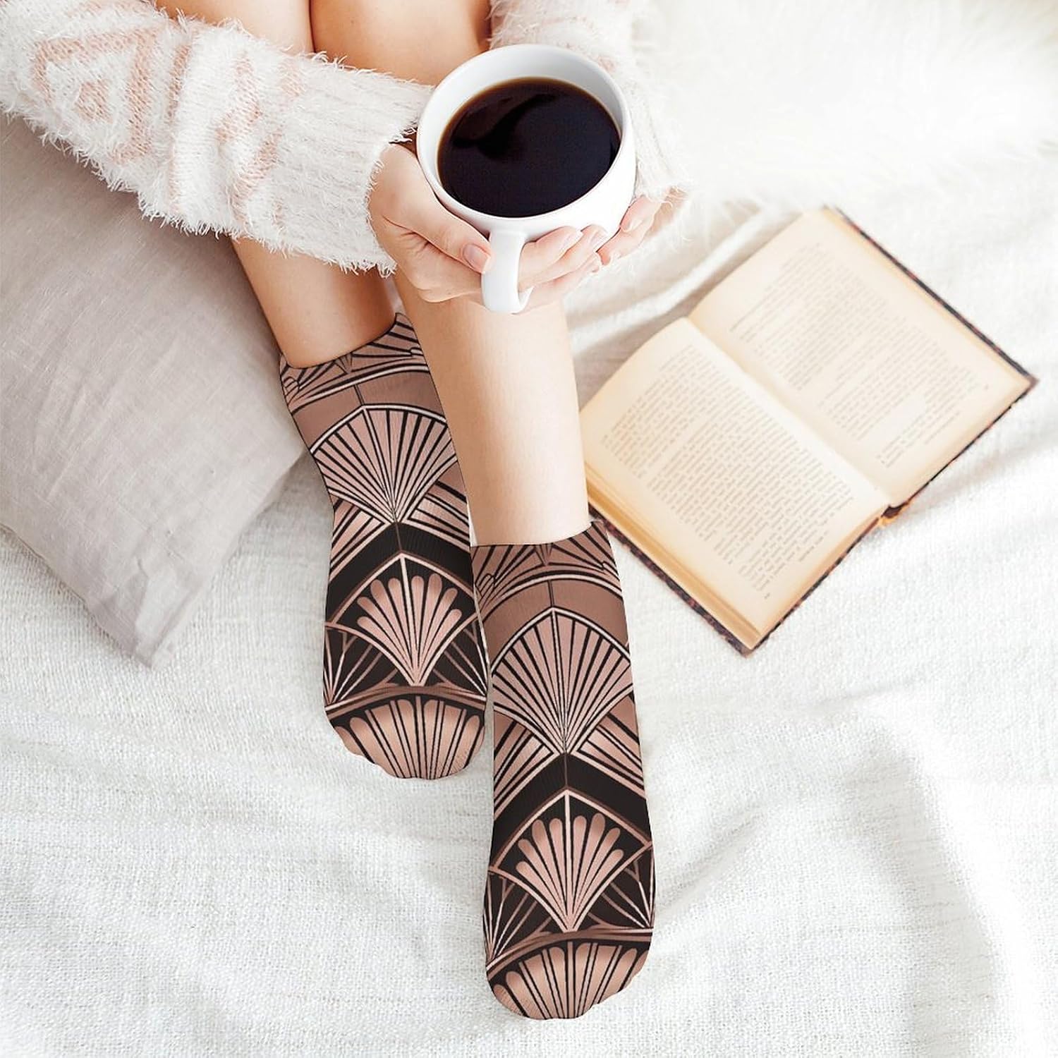 Art Deco Pattern Ankle Sock for Men Women 5 Pairs Low Cut Athletic No Show Sock Breathable Short Casual Sock