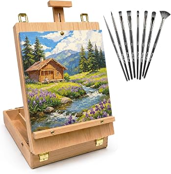 Table Easel Sketchbox Easel with Paint Brushes for Painting