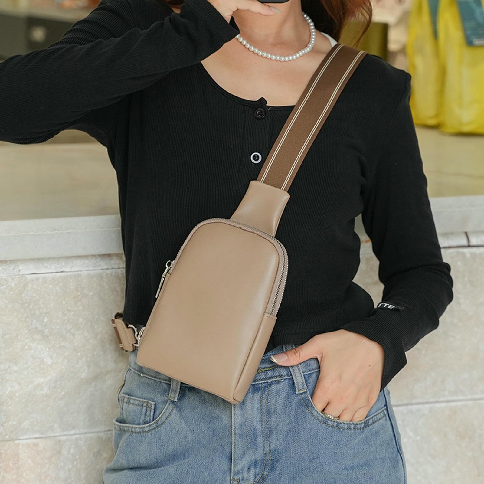 Torba nerka unisex modna mała torba na piersi spot torebka damska Crossbody torba beżowa biała