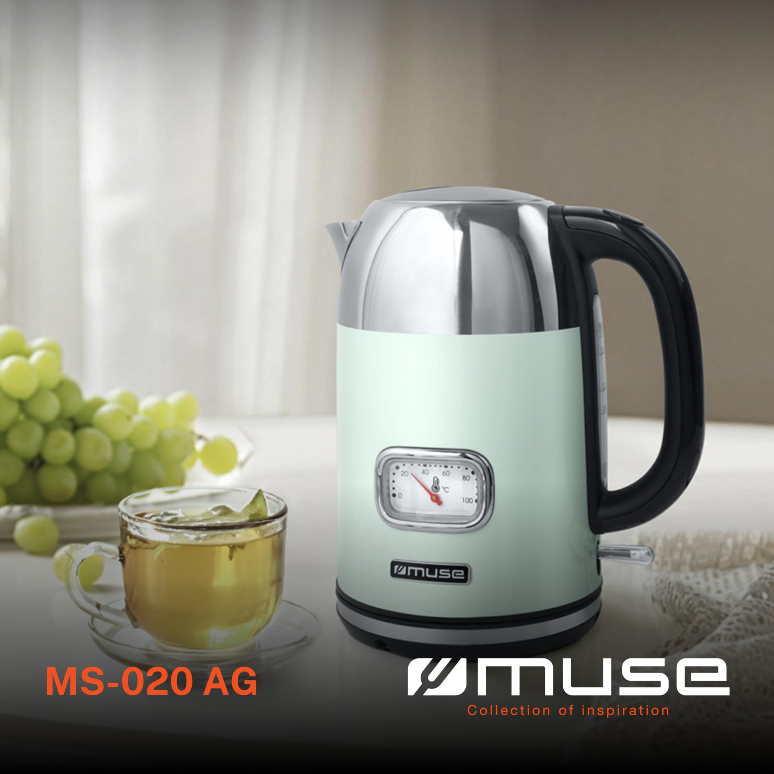 Muse Electronics MS-030W - Muse elektrische waterkoker, 1,7 L, wit