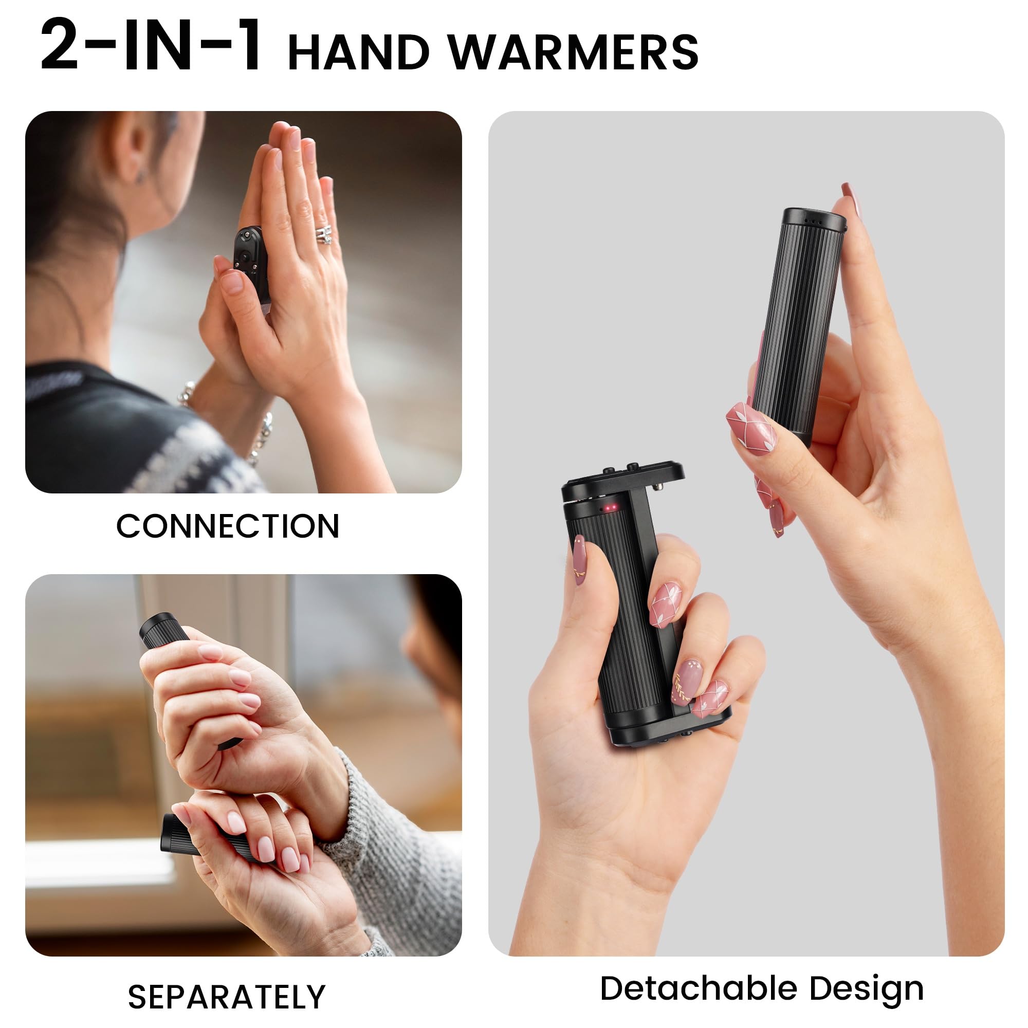 Scaldamani ricaricabili – Scaldamani elettrici 3 in 1, con chip intelligenti AI, riscaldatore tascabile portatile, rullo agitato, riscaldato a tutto tondo, regalo per uomini e donne, per interni ed