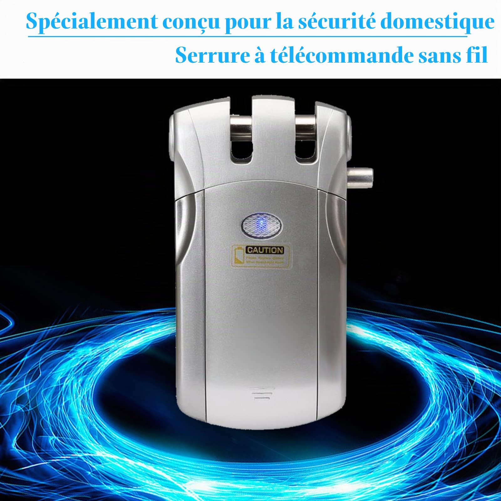 Serrure de télécommande sans fil de sécurité invisible entrée de porte sans clé serrure intelligente en alliage de zinc métal avec 2/4 clés à distance Système de sécurité, Argent, 4controls