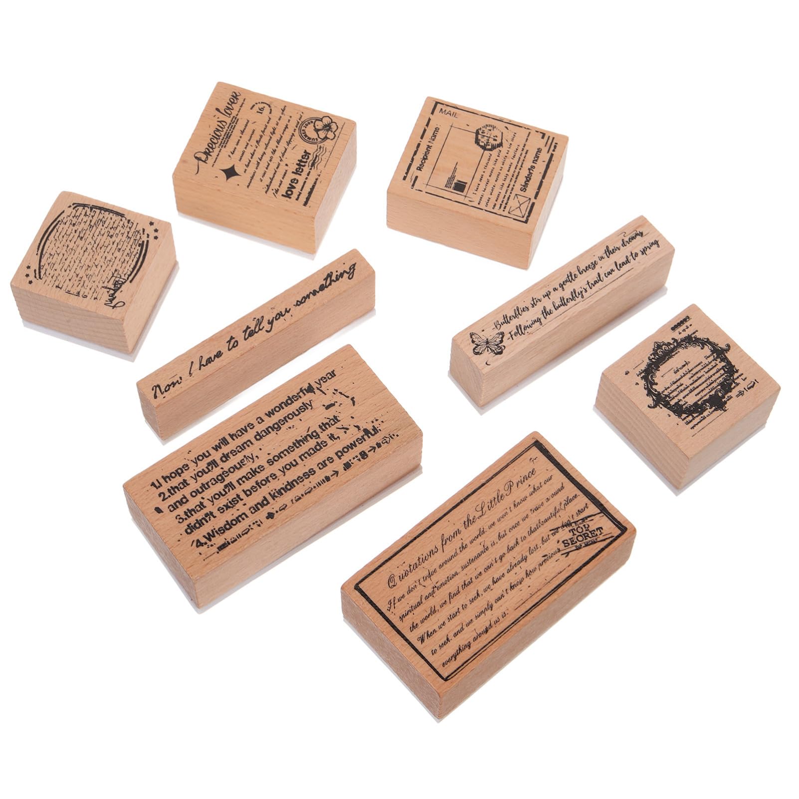 jojofuny 5 Sätze Stempelset Aus Holz Journaling-zubehör Scrapbooking Albumdekorationsstempel Junk-journal Sammelalben Dekorativer Stempel Stempeldekor Aus Holz 8 Stück * 5