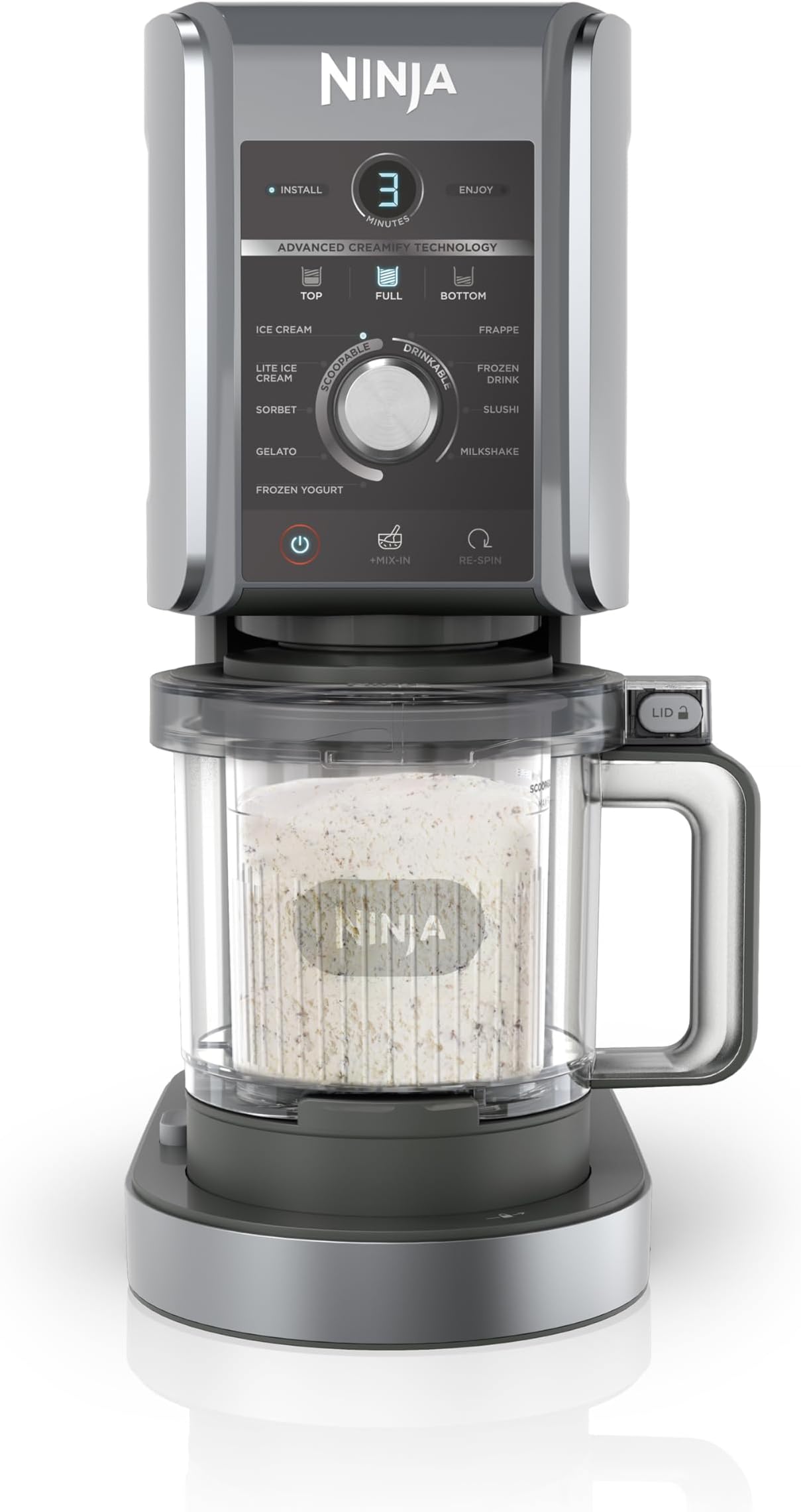 Ninja CREAMi Deluxe Ice Cream Maker & Frozen Dessert Maker with 2 Tubs, 10 Functions, Makes Ice Cream, Gelato, Sorbet, Frozen Yoghurt, Milkshakes, Slushi & More, Silver, NC501ME, 2 Years Warranty