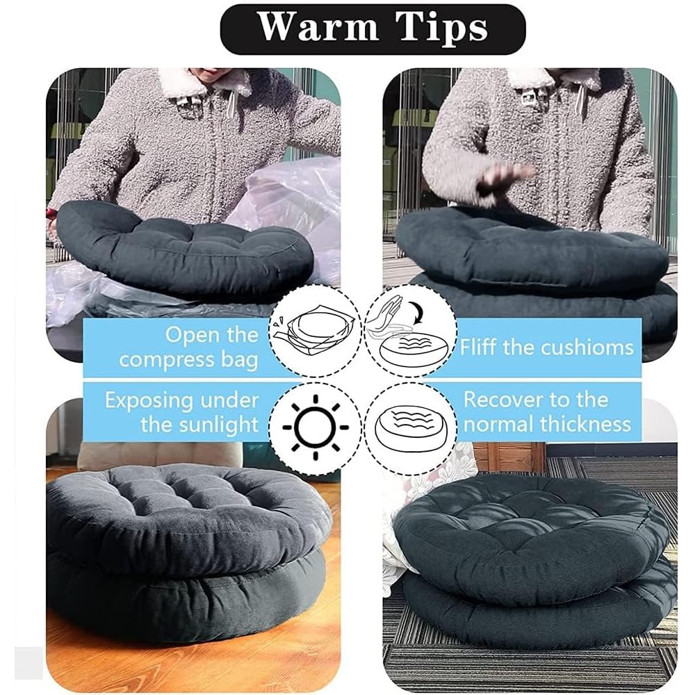 Runde Outdoor-Kissen, Meditationssitzpolster für Acapulco-Stühle, Garten & Balkon, Yoga & Wohnzimmer, Komfort, weich, blau, Bodenkissen für Büro und Sofa, 2 Stück
