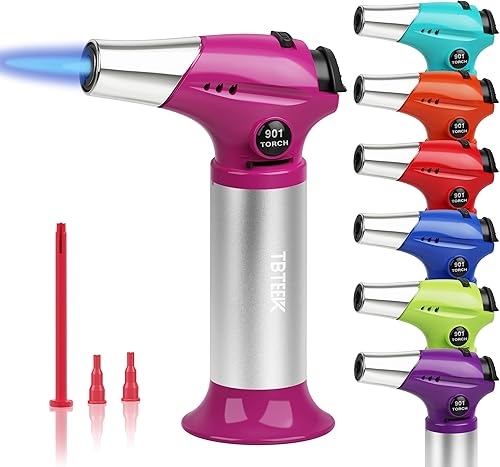 Vista 40 de TBTEEK Antorcha de butano, soplete de cocina con bloqueo de seguridad y llama ajustable para cocinar, barbacoa, hornear, brulee, crema, soldadura