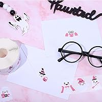 Vista 3 de 1000 calcomanías de Halloween, rollo de fantasmas rosas, calcomanías autoadhesivas redondas, calcomanías para manualidades, regalos, bolsas