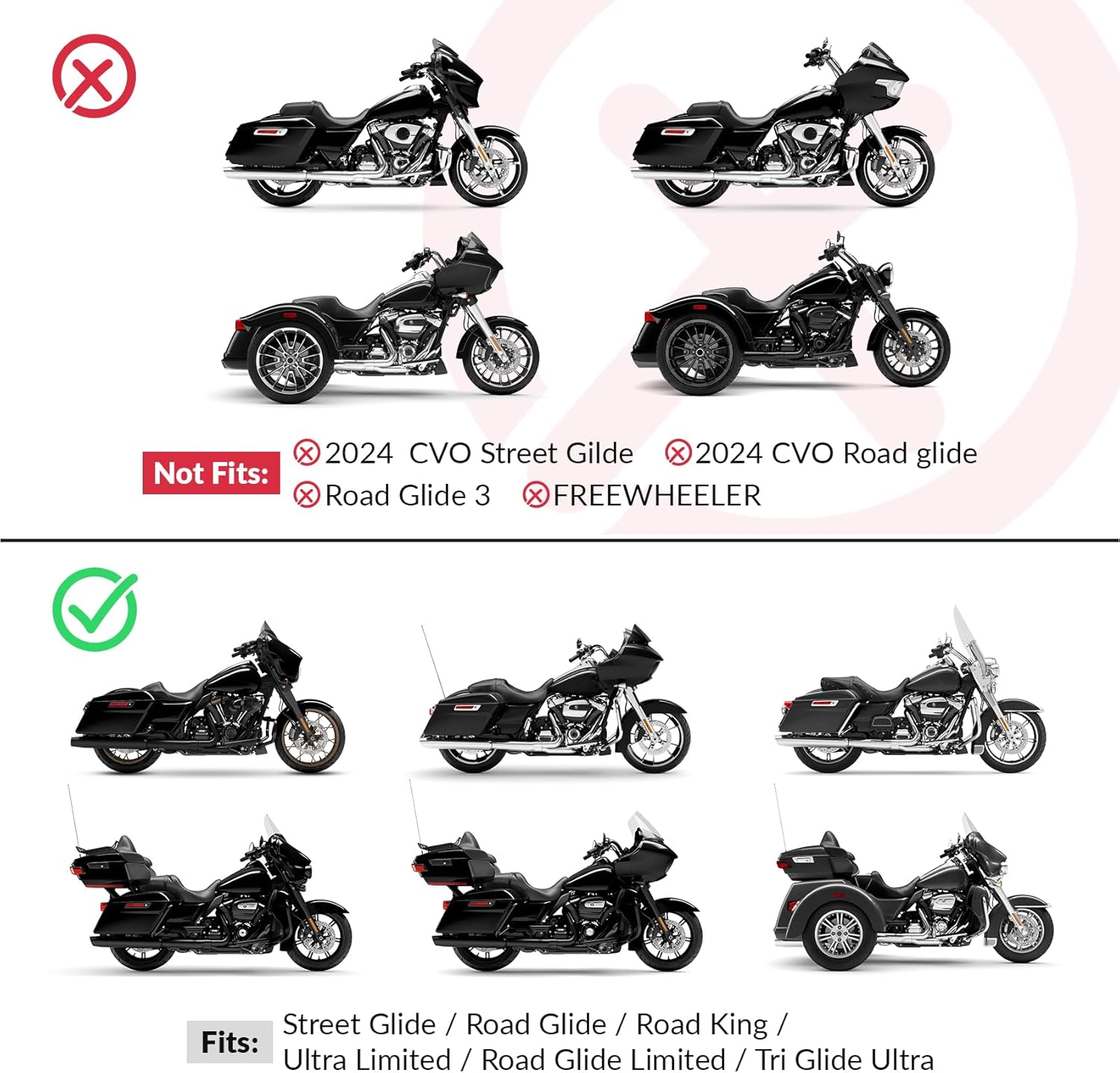 TCT-MOTORPARTS Rider Passenger Seat Fit For Harley Touring Road King FLHR Street Glide FLHX 2009-2023; Road Glide Electra Glide Ultra Classic FLHTCU 2014-2023