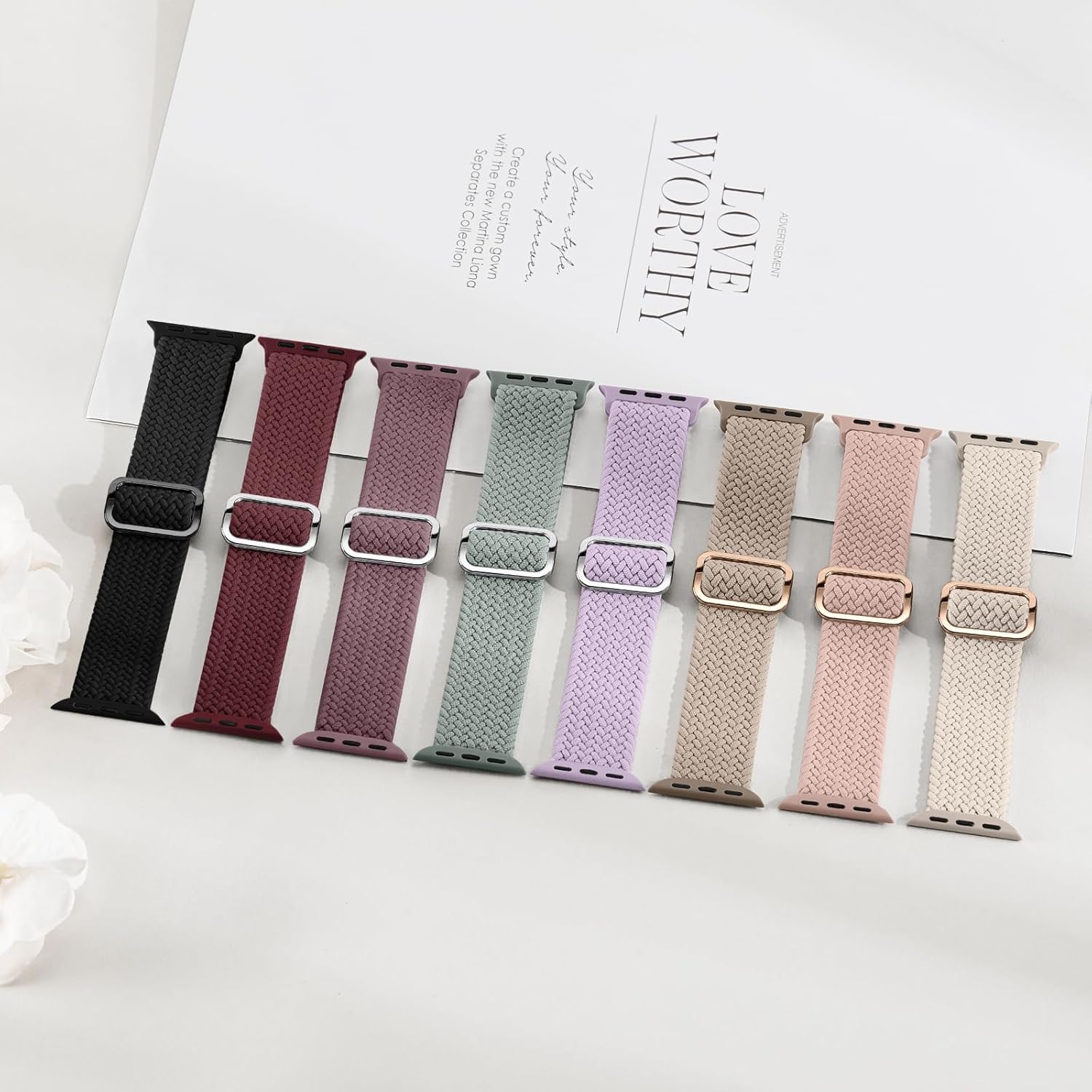 8 Pack Braided Stretchy Solo Loop Compatible with Apple Watch Bands for Women 40mm 38mm 41mm 44mm 46mm 45mm 42mm 49mm Men, Adjustable Sport Elastic Strap for iWatch Series 11 10 9 8 7 6 5 4 3 SE Ultra - Image 6