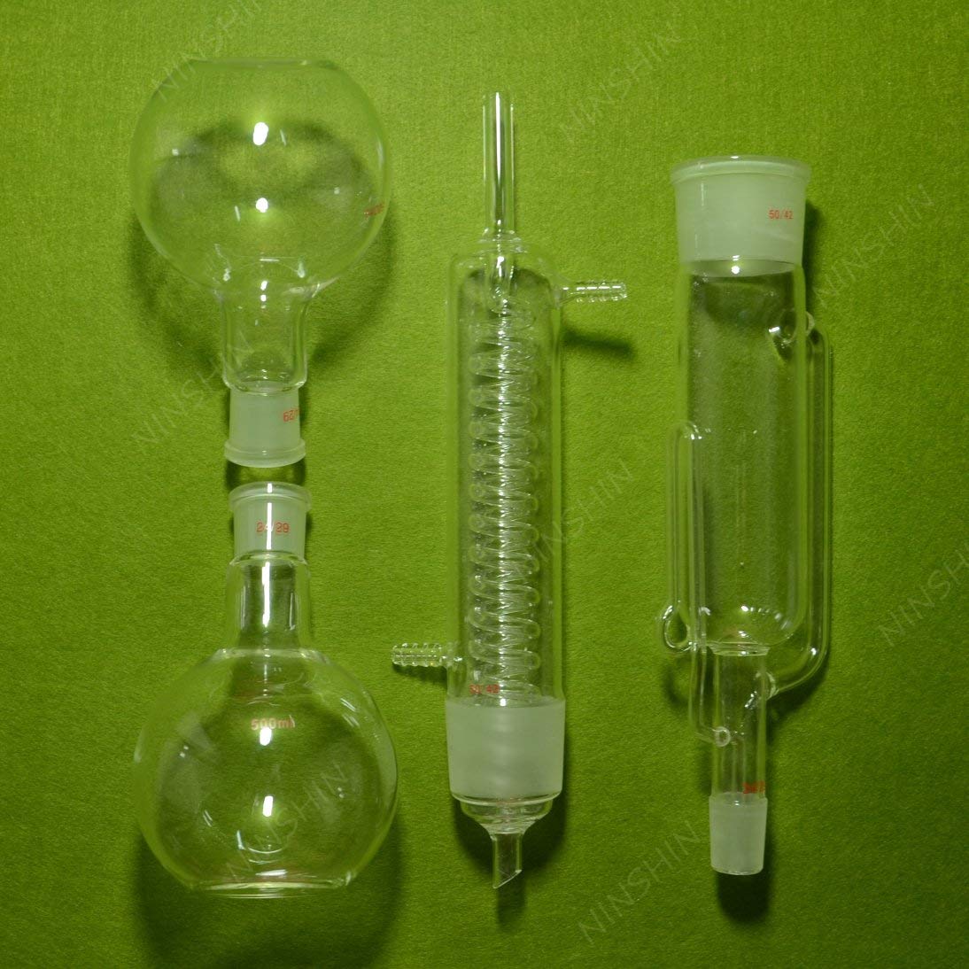 lab Glass,500ml Soxhlet Extractor with Graham Condenser & Two Flat Flask 24/29,Lab Glassware