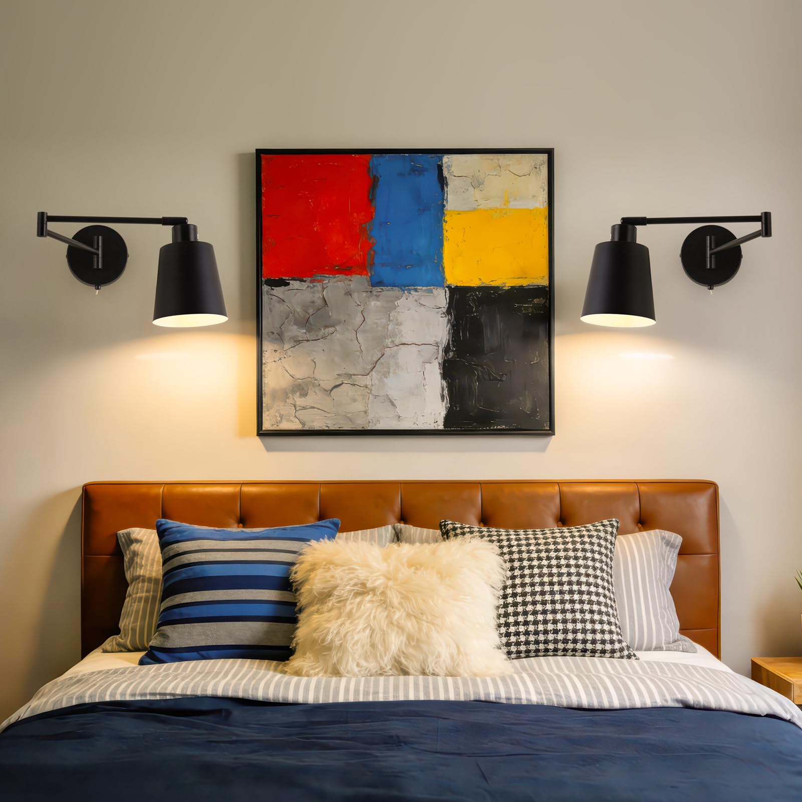 Lampada da parete con braccio orientabile e interruttore Lampada da parete nera Lampadario da parete Lampada da lettura Wall Scone per camera da letto, comodino, soggiorno (lampadina inclusa)
