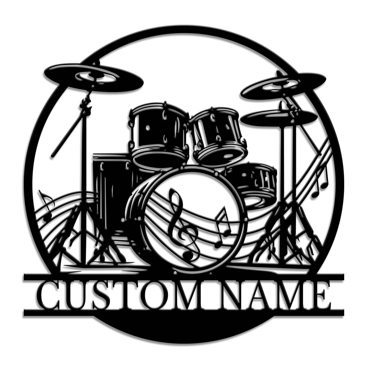 Pailideart Style-2 Personalized Drummer Metal Wall Art, Custom Drum Set Sign, Music Room Decor, Band Gift For Drummers, Rock & Roll Name Plaque (Style-2)
