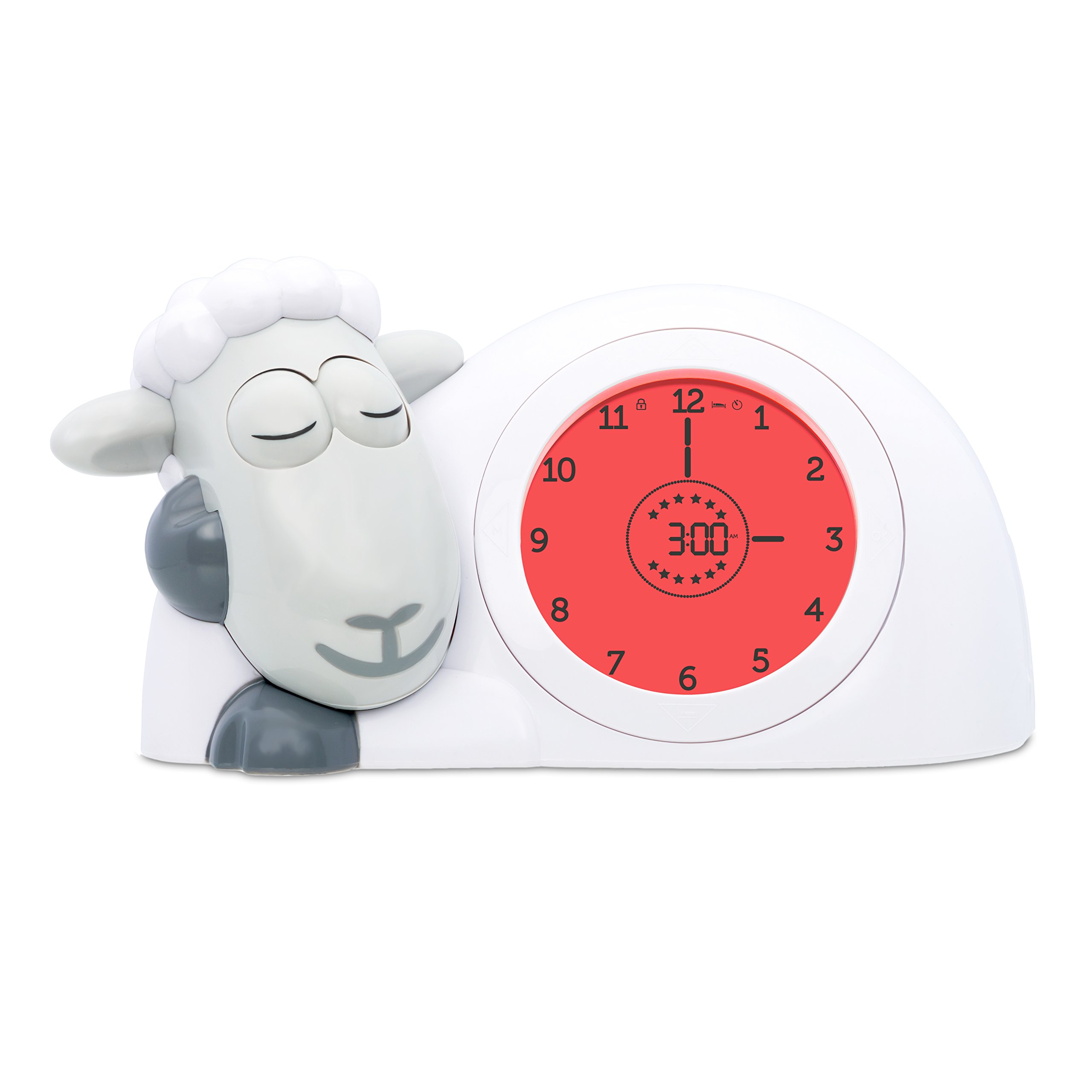 Zazu Reloj Sam el Cordero - Reloj de Entrenamiento para Dormir y luz Nocturna para niños | Despertador Luminoso | Ayuda a tu Hijo a Aprender cuándo despertarse | Brillo Ajustable | Apagado automático