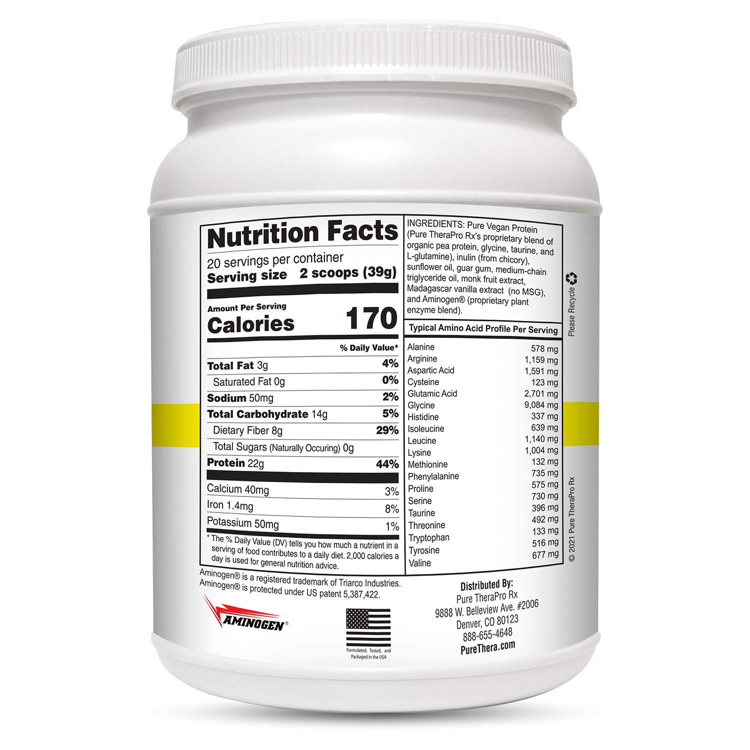 Daily Vegan Protein "Vanilla" 20 servings (NEW BIGGER SIZE) 22