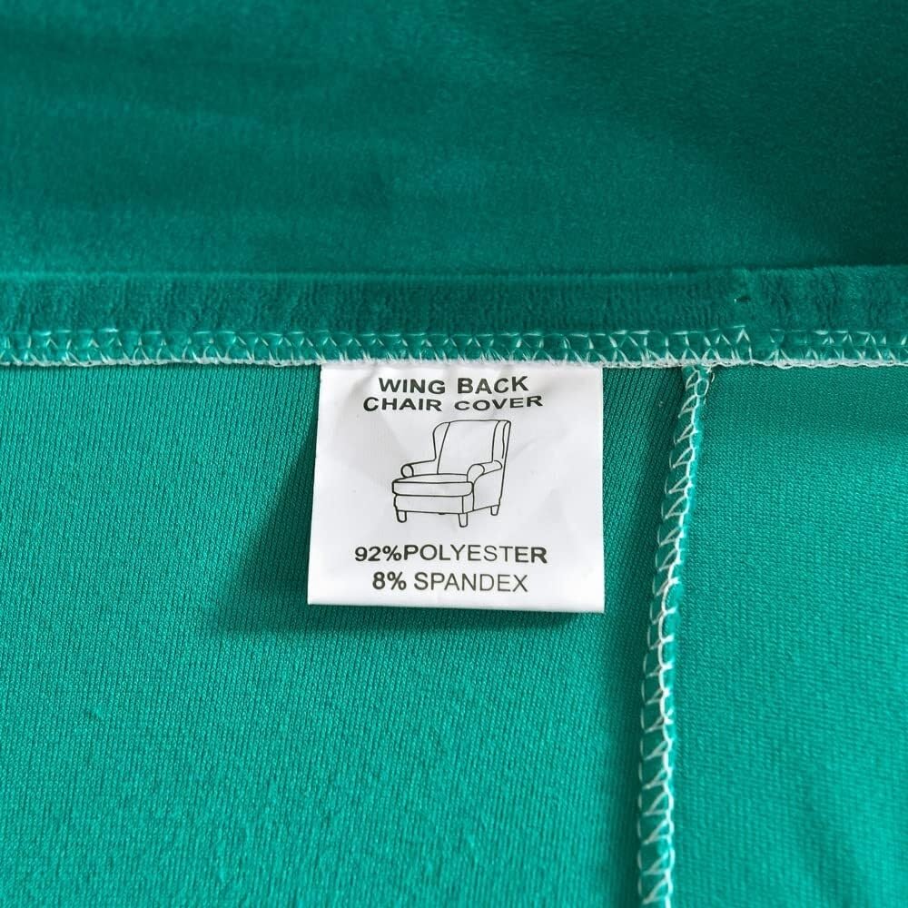 Velvet Copripoltrona con Orecchie Elasticizzato, Tinta unita 2-Pezzi Copridivano da 1 Posto con Fodera per Cuscino, Lavabile per Strandmon Bar Soggiorno Camera da Letto(Verde Giada)