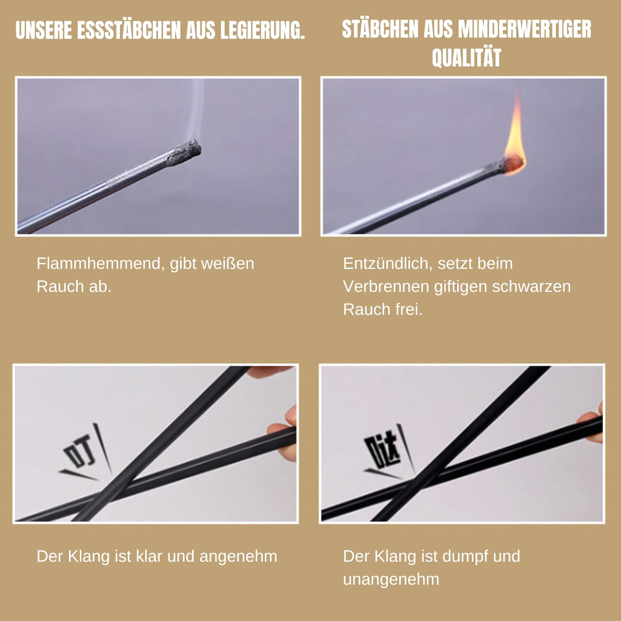 10 Paar Japanische Essstäbchen Aus Metall – Elegantes Schwarzes Sushi-Zubehör Hitzebeständig Bis 180°C