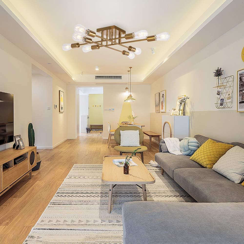 Big Sale VINLUZ Modern Semi Flush Mount Light 8 Light Brushed Brass Industrial Sputnik Ceiling Light Mid Century Lighting Fixture for Dining Room Living Room Kitchen Bedroom Foyers 🔥 Flash Sale VINLUZ Modern Semi Flush Mount Light 8 Light Brushed Brass Industrial Sputnik Ceiling Light Mid Century Lighting Fixture for Dining Room Living Room Kitchen Bedroom Foyers