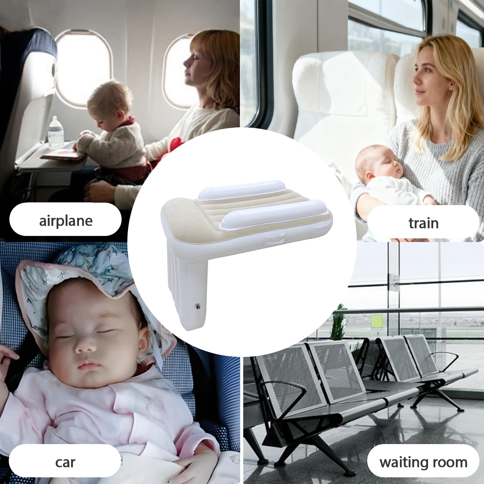 Letto Gonfiabile Avec balustrades, Riduttore Lettino Doux, Respirant et Portable, Riduttore Lettino Neonato Dell'aereo Del Bambino per aereo, auto, treno, lettino da via
