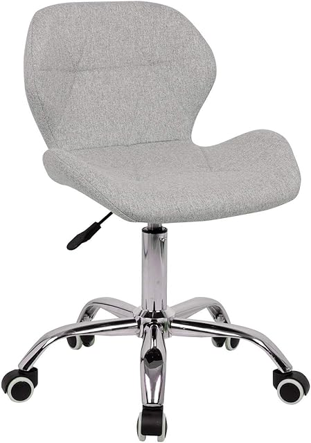 EUCO Dark Grey Fabric Swivel Desk Chair, Height Adjustable Ergonomic Home Office Chair with Soft Padded and Chrome Leg