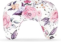 PeaPod Nursing Pillow Cover for New Boppy Design - Soft Stretchy Pink Floral Breastfeeding Slipcover, Removable & Washable