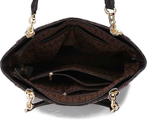 Miniatura 5 de Mia K Collection Bolso de hombro para mujer Bolso de cuero vegano bolso con asa superior bolso para mujeres Braylee Beige, Braylee Black, Borgoña
