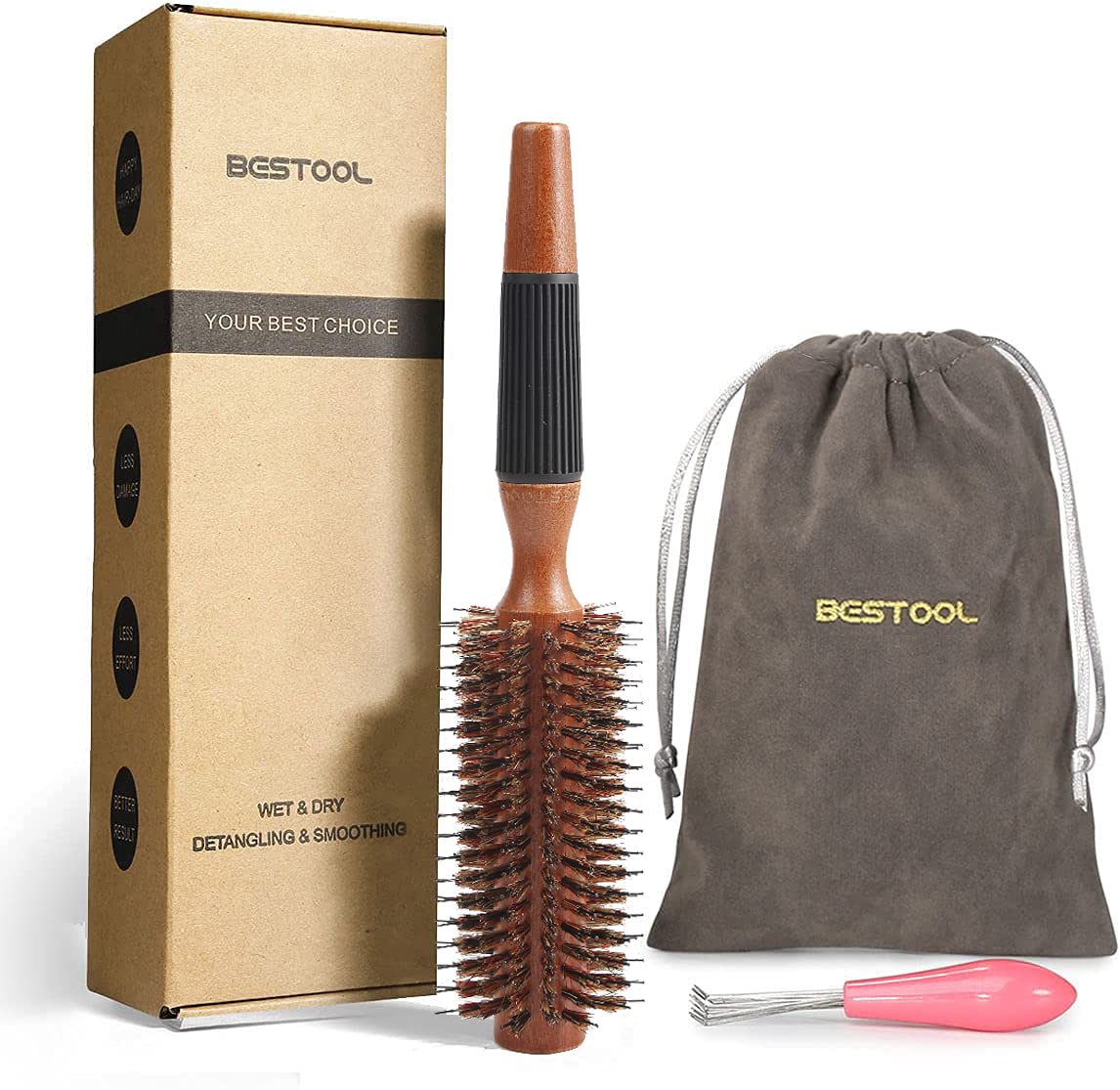 Amazon | BESTOOL ロールブラシ ヘアブラシ くし 豚毛 カールブラシ