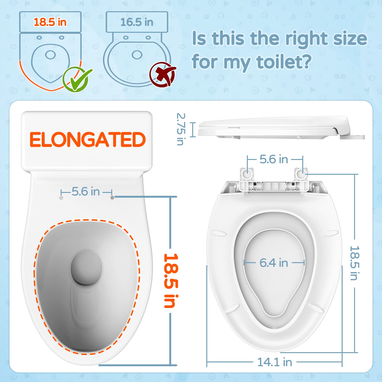 YASFEL Toilet Seat with Toddler Toilet Seat Built in, Potty Training Toilet Seat for Toddlers, Kids & Adults White Plastic Toilet Seats Elongated Slow Close with Magnets(White, 18.5?Ç¥)