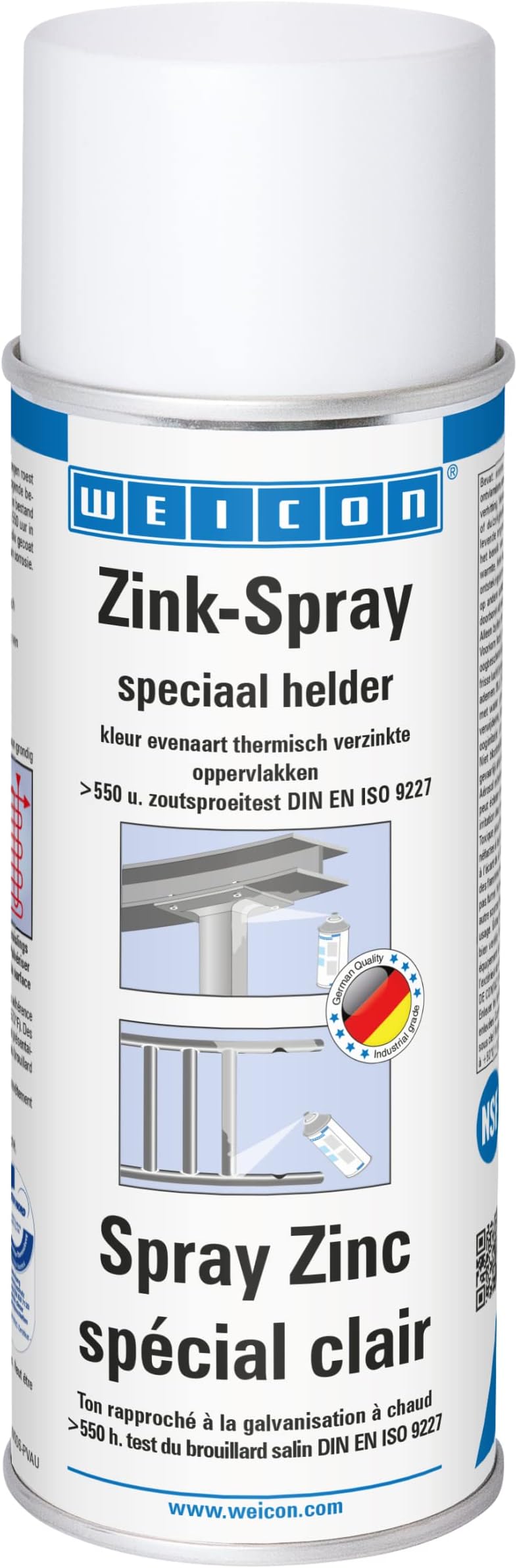 Weicon Zinc Spray Bright Grade 400 ML Rust Protection, Heat-Resistant And Suitable As A Primer For Metal Fast Drying Galvanizing Colour