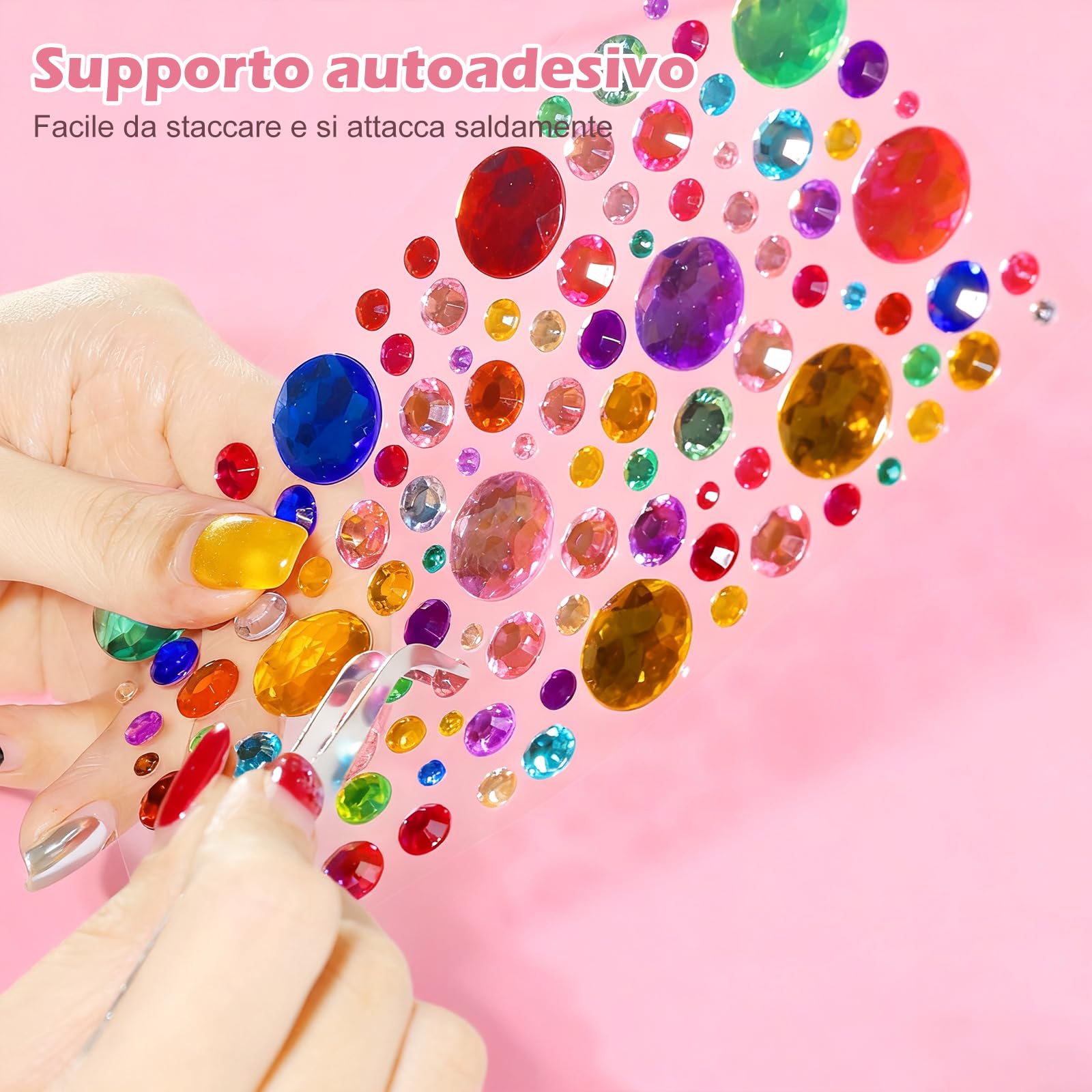 1200 Strass Acrilici Multicolore Fai Da Te – Forme Varie (cuori, Stelle, Fiori) Per Scrapbooking E Decorazioni - 3