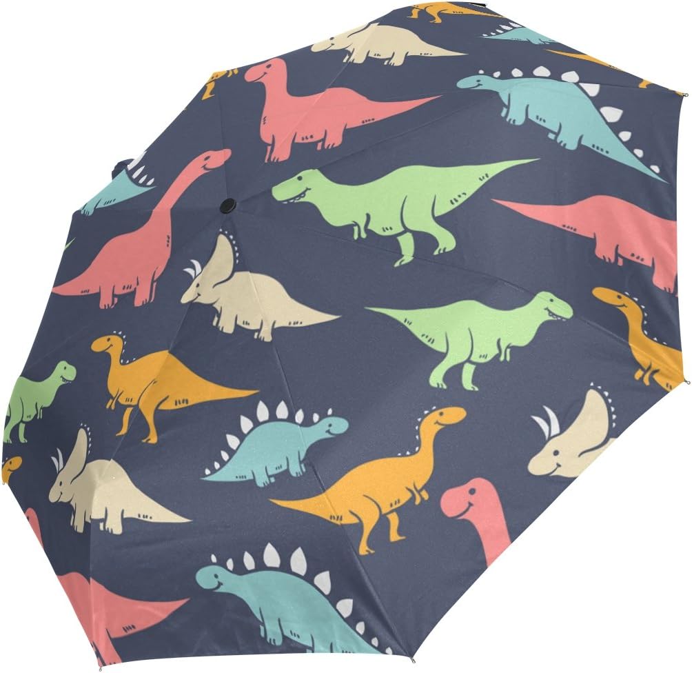 Compact Sun and Rain Travel Umbrella Dinosaur Outdoor Auto Open Close Folding Umbrellas