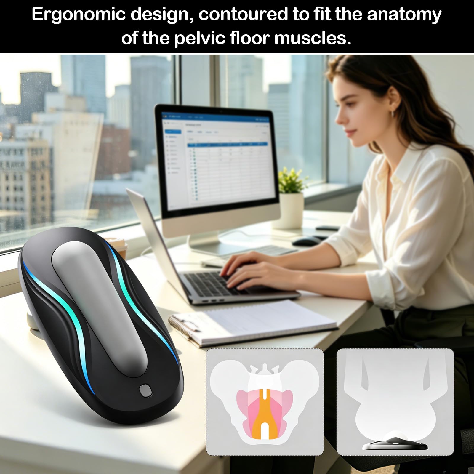 Dispositivo elettrico per allenamento del pavimento pelvico per donne e uomini, versione controllata da app, 3 modalità di allenamento, per supporto al controllo della vescica e alla riabilitazione