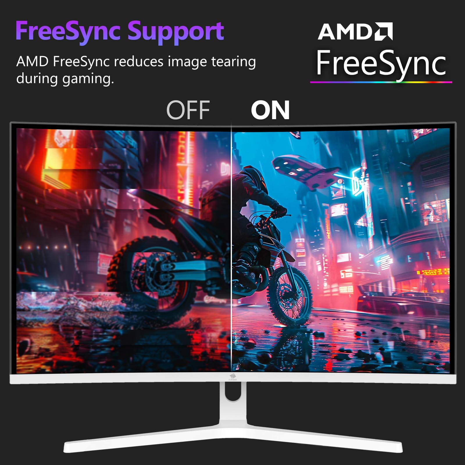 Z-Edge 27-calowy zakrzywiony ekran dla graczy PC Biały 300 Hz (DP1.4*2), 1ms, FreeSync, FHD, 240Hz (HDMI2.0*2), monitor do gier LED, regulowane nachylenie, HDR, VA, RGB, VESA (kabel DP w zestawie)