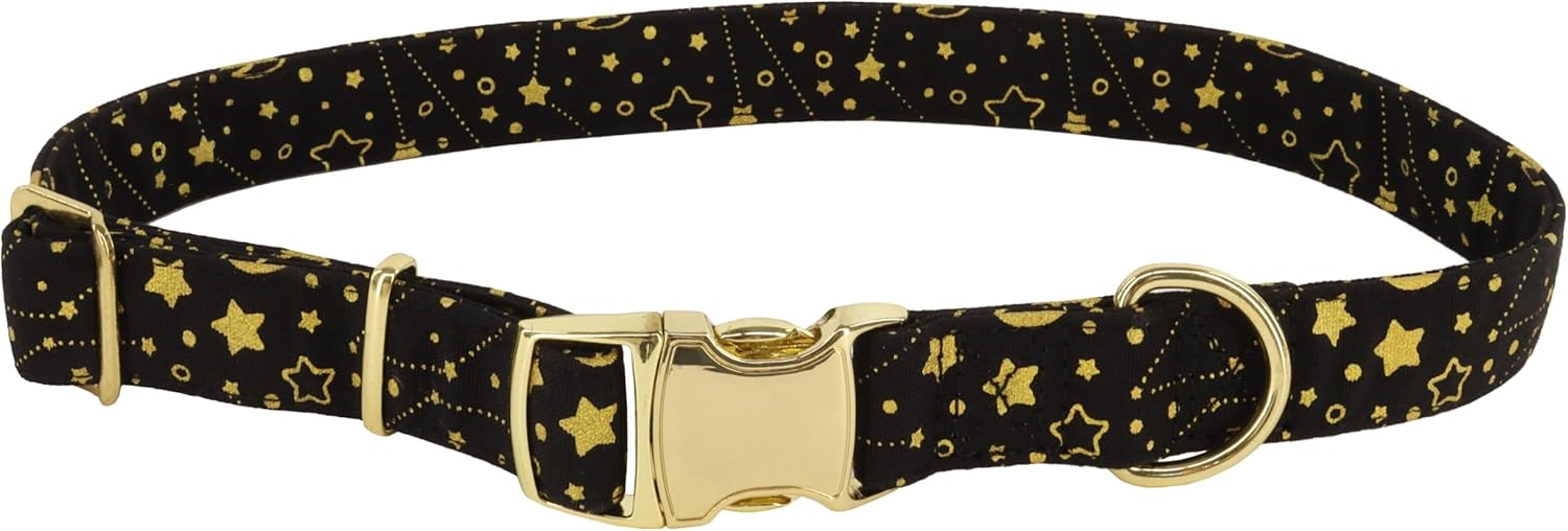 Coastal Pet Accent Metallic Adjustable Dog Collar - Comfortable Dog Collar - Sturdy Metal Buckle - Functional & Aesthetic for Pets - Bright Black Galaxy, 5/8" x 12"-18"