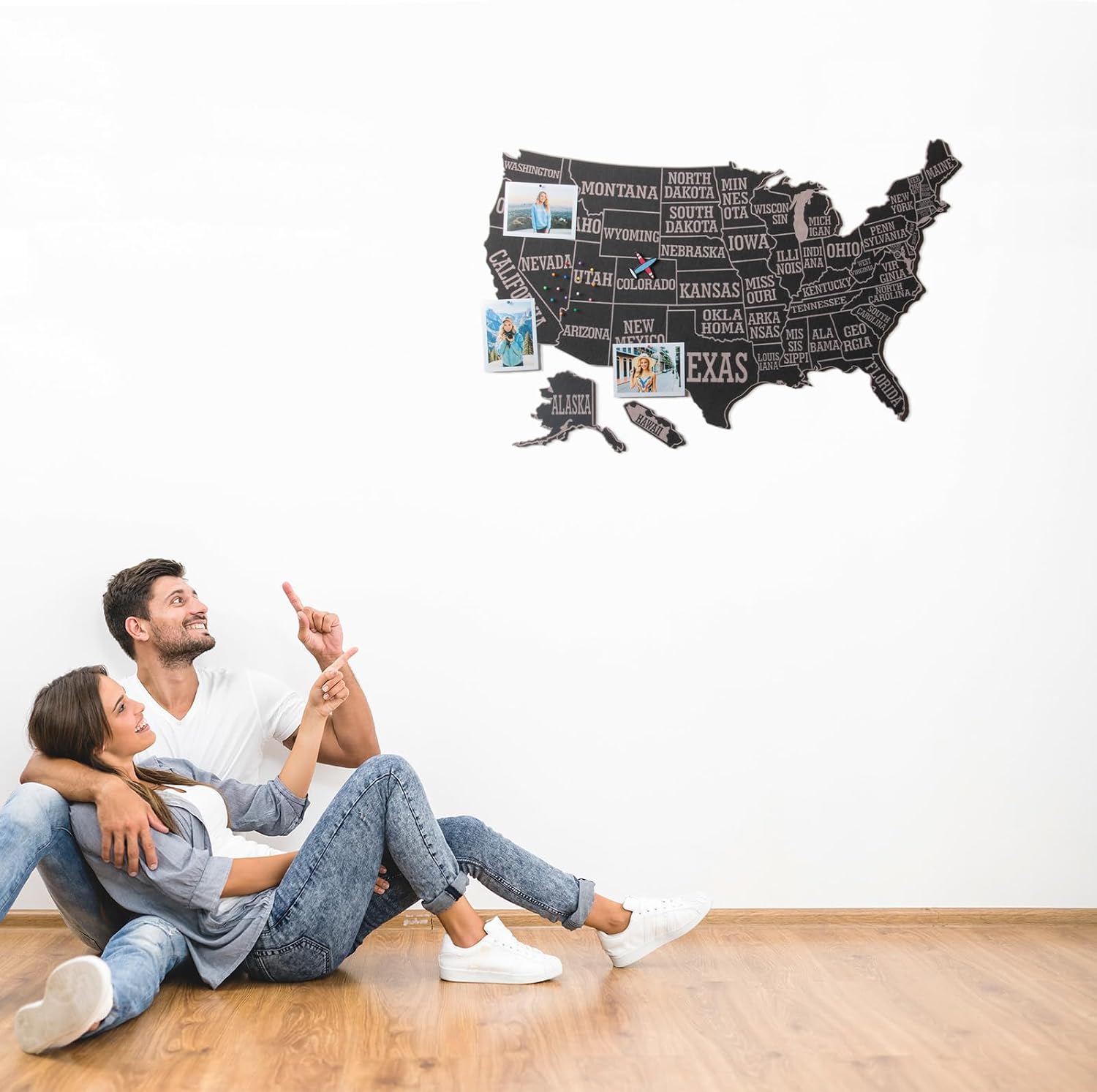 USA Travel Map with Pins, 17x27 Inch Push Pin United States Map for Travel Tracking, States Visited Tracker & Bulletin Board, Pin Board for Wall, RV and Home Décor