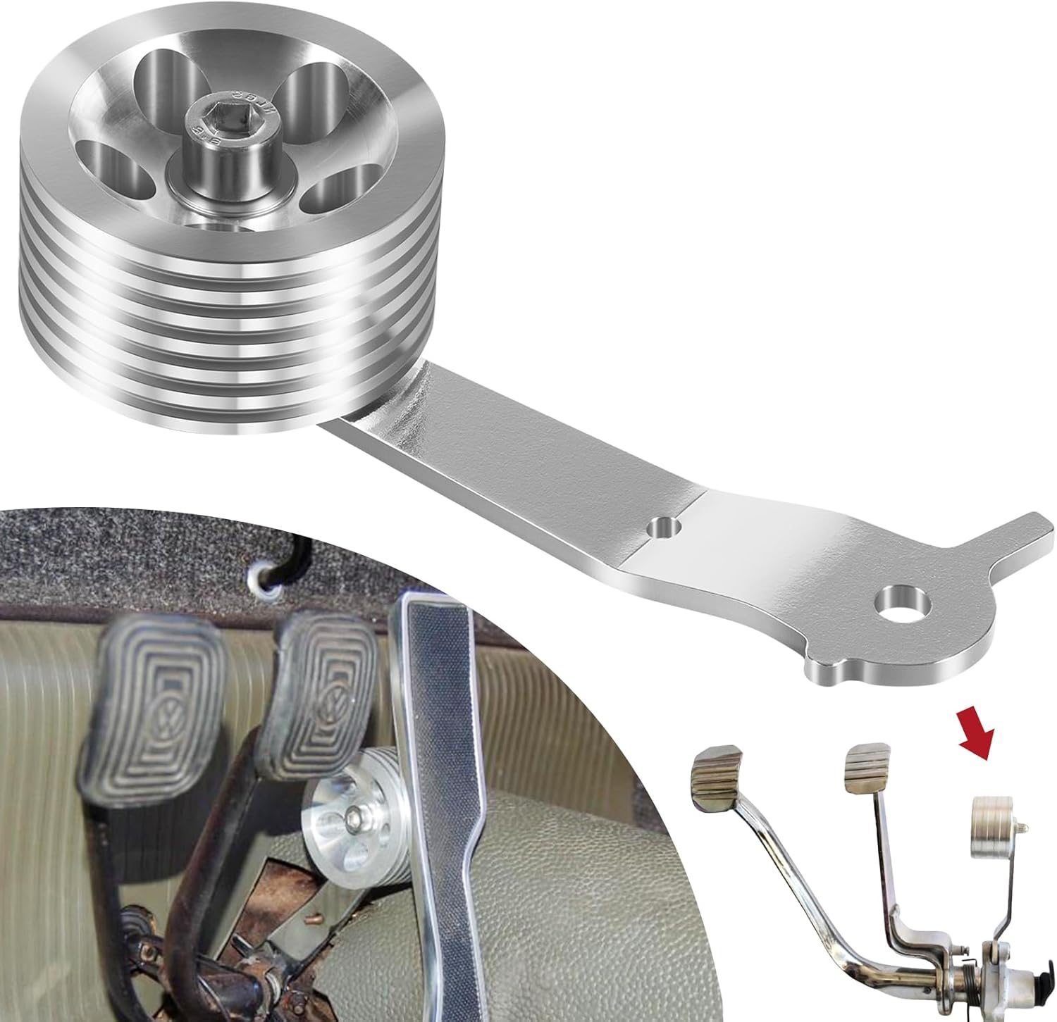 Sunluway 8511 Billet Aluminum Roller Gas Pedal fits for Stock VW Pedals 1949-1977 Volkswagen Type 1 Beetle/Bug, Karmann GHIA, Roller Accelerator Pedal for VW Dune Buggy Gas Pedal Assembly