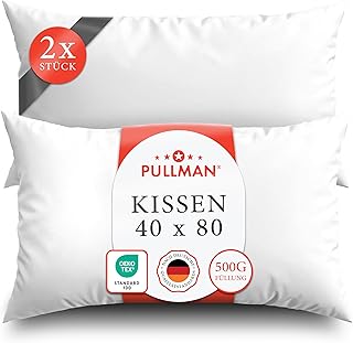 Pullman Kopfkissen 40x80 cm – 2er Set Hotelqualität Mikrofaser Kissen für Alle Schlafpositionen, Allergiker Schlafkissen mit 500 g Füllmaterial, Oeko-Tex zertifiziertes Bett Kissen (40 x 80)