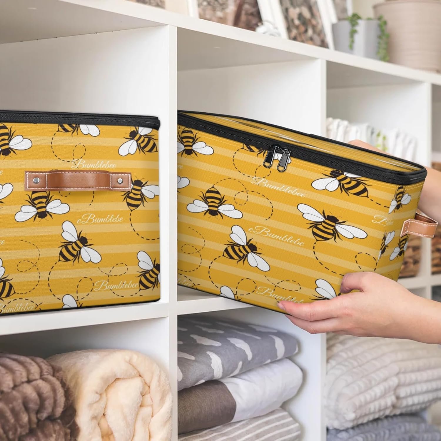 2-Pack Storage bins with lids - 26 quart organizer bins - Collapsible fabric storage bins with sturdy handles and double zipper tops - Versatile for home, toys, dorm rooms