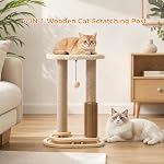 Made4Pets 23,6'' Poste de craquage de chat avec perche de lit nuageux & Jouets pour Chats Indoor, Tour d'Arbre de Petit Chat avec Cracher de Chat Sisal & 2 Bals de piste pour les chats, les chatons