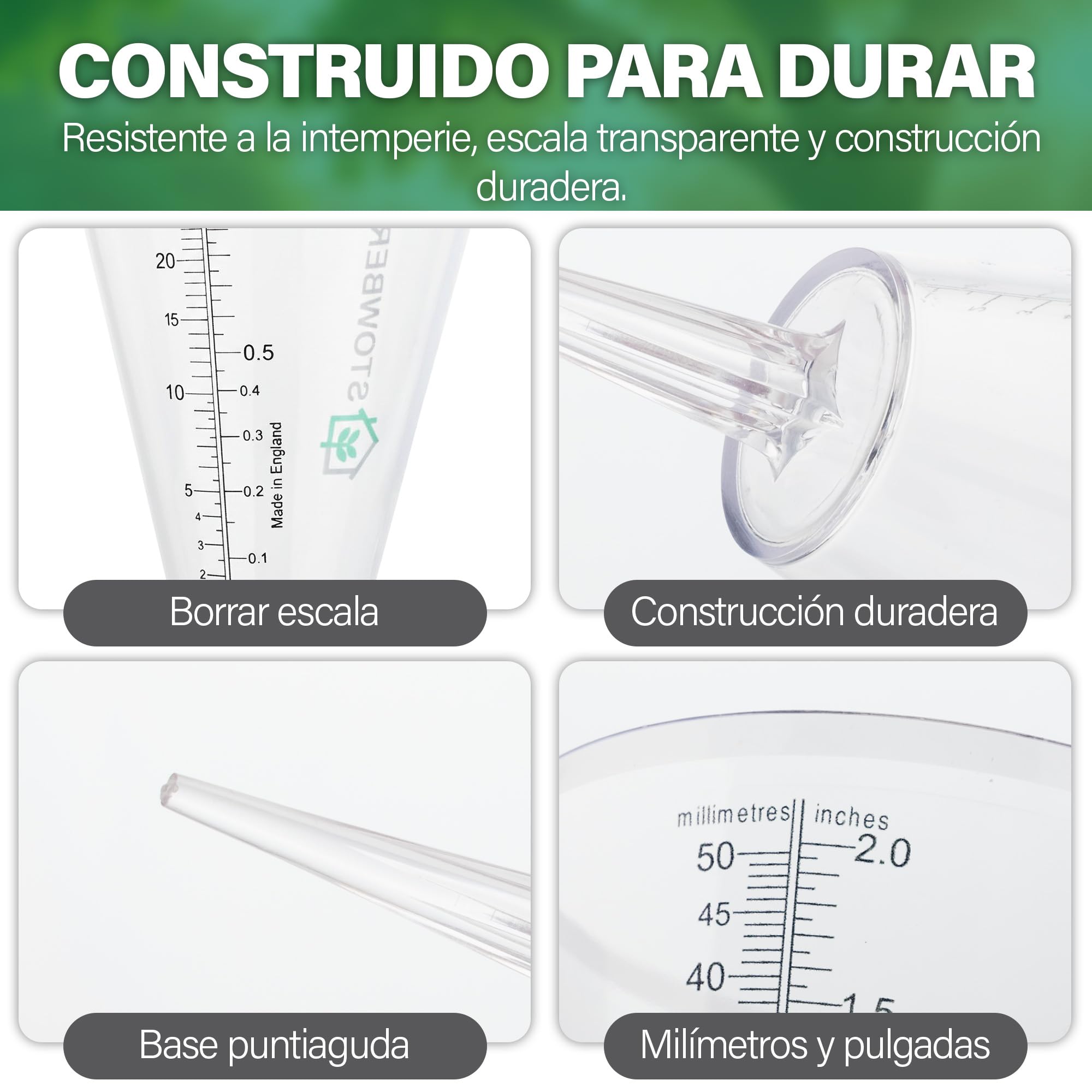 Pluviómetro de Exterior para jardín: pluviómetro de fácil Lectura con Escala Clara para una medición precisa de la Lluvia