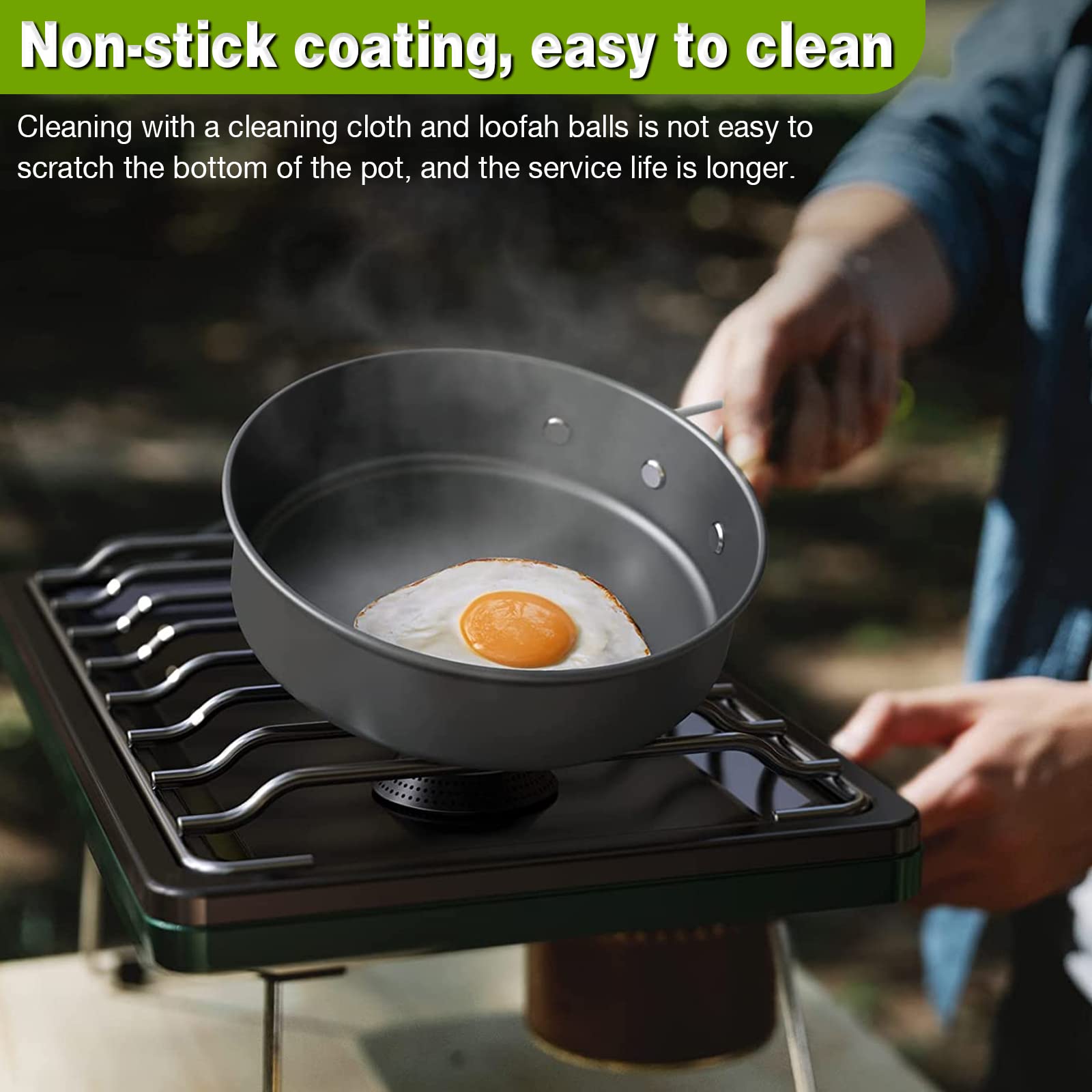 Juego de Cocina para Acampar, 14 Piezas Camping Cookware Outdoor Utensilios Cocina Camping Ollas de Aluminio Ligero Plegables Set de Ollas Camping, para 2-3 Personas Camping Senderismo