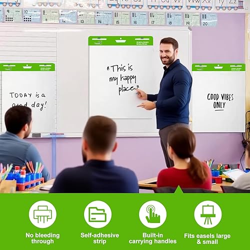 Miniatura 4 de Almohadilla de caballete adhesivo de 25 x 30 pulgadas, 35 hojasbloc, 4 blocs por paquete, 140 hojas, papel de caballete adhesivo blanco grande para