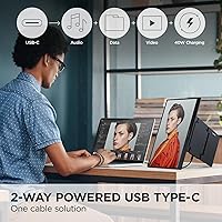 Vista 4 de ViewSonic VP1656 Monitor portátil IPS de 15.6 pulgadas 1200p con alimentación de 2 vías 40W USB C, validado por Pantone, calibrado de fábrica