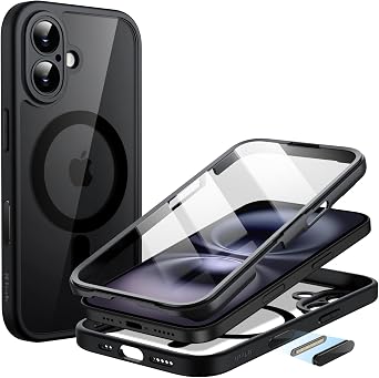 JETech Case for iPhone 16, 360 Protection, Black