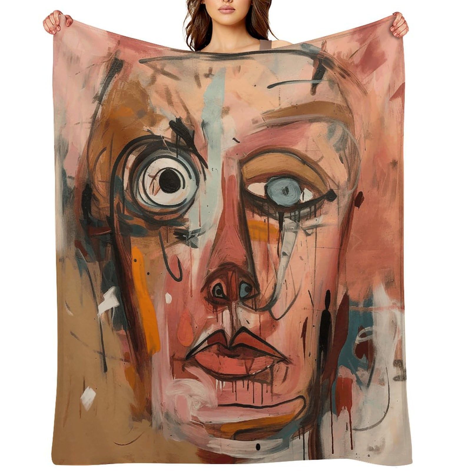 Flannel Fleece Throw Blanket - 40"x50" Super Soft Plush,Lightweight Wrinkle Resistant Cozy Face with Eyes Blanket for Couch Sofa Bed Travel Camping and Gift