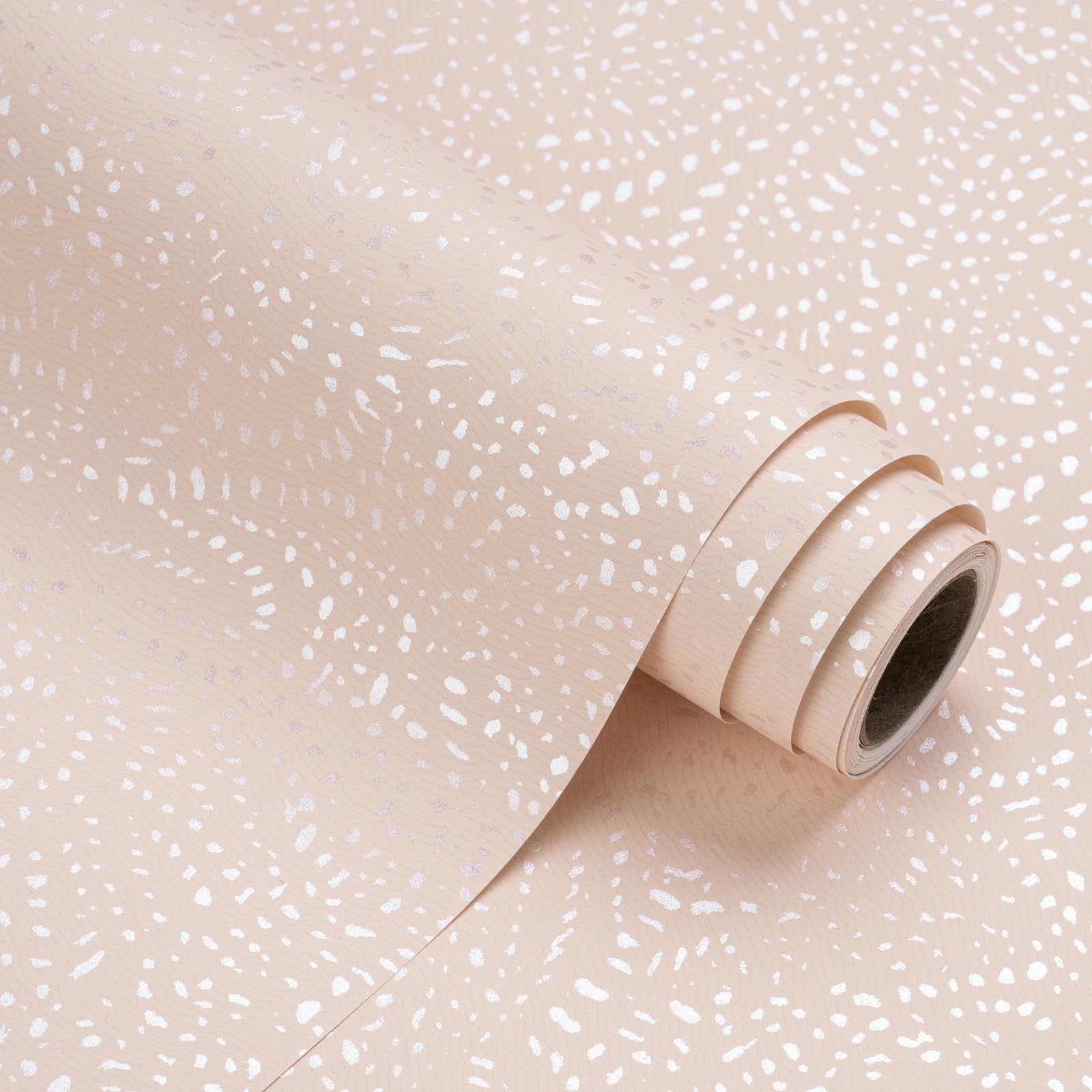 WRAPAHOLIC Pink Wrapping Paper Roll - Mini Roll - 17 Inch x 16.5 Feet - Pink with Silver Design Perfect for Birthday, Holiday, Wedding, Baby Shower