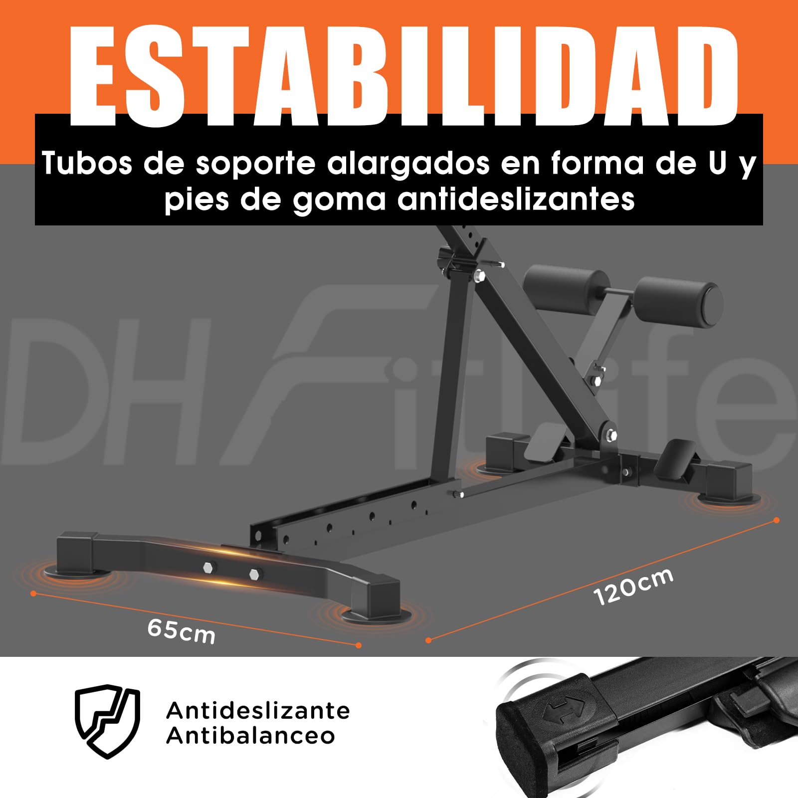 DH FitLife 5 en 1 Silla Romana Plegable, Banco de hiperextensión y de musculación, Altura y respaldo regulables, Soporta 150kg, Multifunción para entrenamiento de abdominales y espalda en casa
