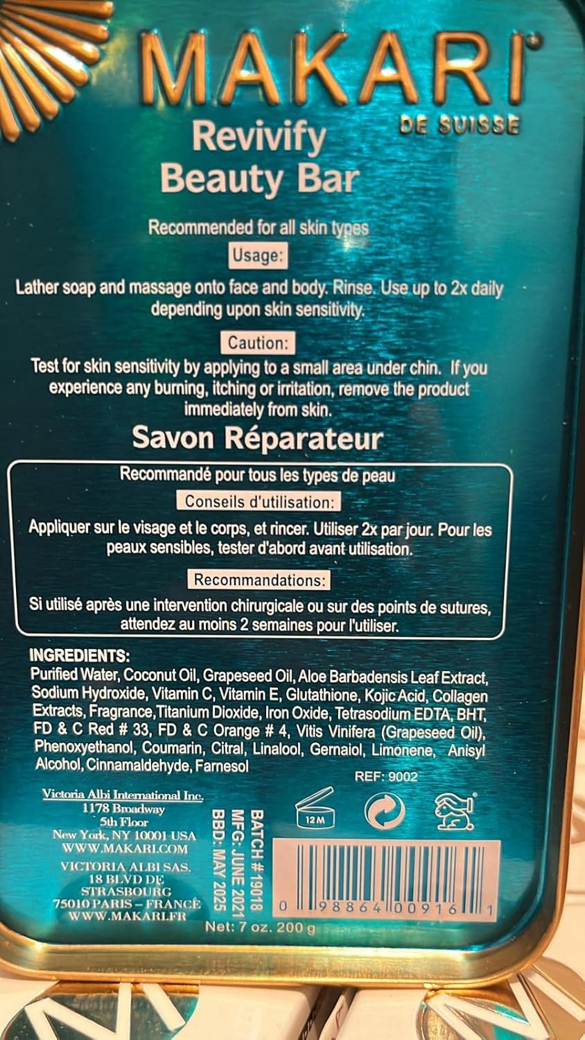 Makari Blue Crystal Beauty Exfoliating Bar Soap – 7 oz Bath Soap for Women & Men | Exfoliating Cleanser with Glutathione, Kojic Acid & Collagen for Smooth, Refreshed-Looking Skin - Image 8